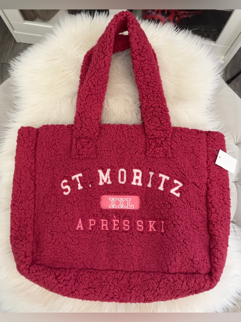 Red Sherpa St. Moritz Apres Ski Tote Bag NEW!